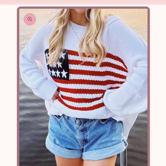 Sweaters - White Sweater with American Flag Design